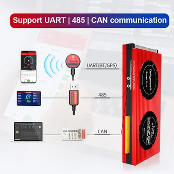 Li-ion 12S Inteligente BMS 150A 200A 250A com Bluetooth Android APP para 48V Bateria do Li-íon UART PODE Comunicação RS485