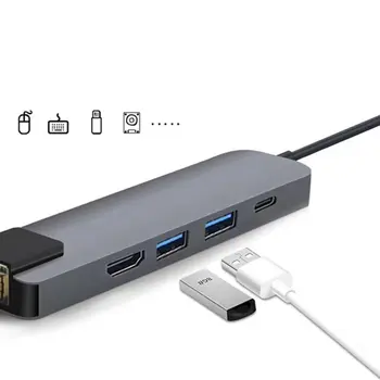 5 em 1 USB Tipo C Hub Hdmi 4K USB C Hub para o Gigabit Ethernet Rj45 Lan Adaptador para Mac book Pro com Thunderbolt 3 USB-Carregador C