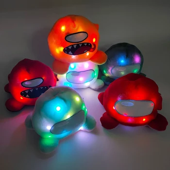 Kawaii Reversível Brinquedo De Pelúcia Entre Nós Luminoso De Pelúcia Macio Travesseiro Brilhante Luz Led Colorido De Decoração De Casa De Brinquedos, Presentes Para Crianças