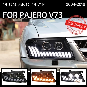 Farol Para Mitsubishi Pajero V73 2004-2016 Carro автомобильные товары LED DRL Hella 5 Xenon Lente Hid H7 Carro Montero Acessórios