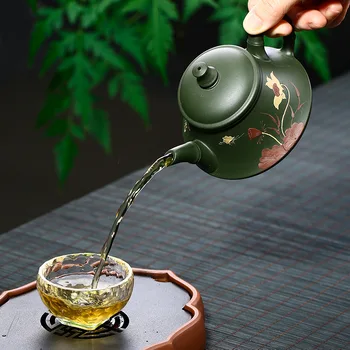 Yixing Genuíno Bule De Chá De Lama Verde Artesanal Mestre Chaleira Enviar Caixa De Presente