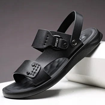 Verão, Sandálias De Couro Homens Exterior Respirável Sapatos De Praia (Flip Flops Sapatos Da Moda Do Interior Slides Homem De Chinelos, Sandálias 2021