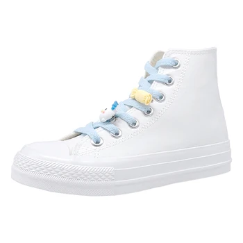 Amy e Michael 2021 Primavera Bonito Grils Alunos Tênis Branco de Alta Superior Respirável Casuais Sapatos de Lona para as Mulheres Kawaii Sapatos