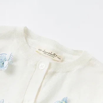 DBM17569 dave bella verão infantil bebê meninas de moda apliques florais casaquinho de crianças da criança casaco crianças bonito camisola de malha
