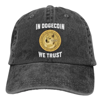 Em Bitcoin confiamos O Boné de Beisebol de Pico capt Unisex Esporte Outdoor Personalizado Doge Dogecoin Exorbitantes Moeda Digital Chapéus
