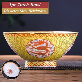 De 8 polegadas Jingdezhen Chinesa de Cerâmica Macarrão Tigela Clássica porcelana de Ossos Grandes Tigelas Dragão Cozinha Talheres de Salada de Tigelas