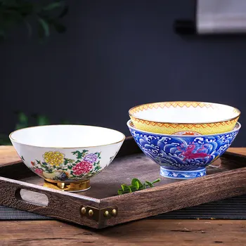 De 8 polegadas Jingdezhen Chinesa de Cerâmica Macarrão Tigela Clássica porcelana de Ossos Grandes Tigelas Dragão Cozinha Talheres de Salada de Tigelas