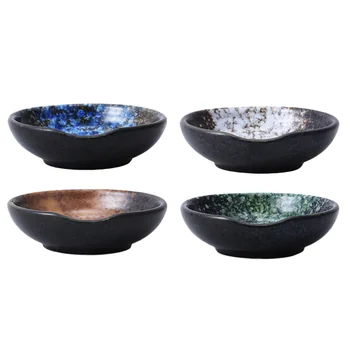 4pcs de Estilo Japonês de Cerâmica Mergulhando Placas de Molho de Vinagre Pires Tempero de Pratos Tempero Mergulhando Bowl (Cores Sortidas)
