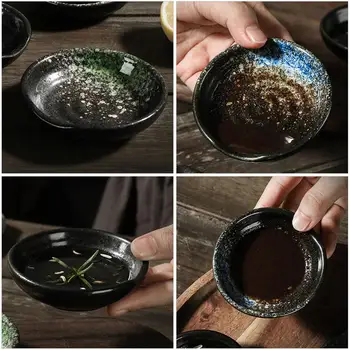 4pcs de Estilo Japonês de Cerâmica Mergulhando Placas de Molho de Vinagre Pires Tempero de Pratos Tempero Mergulhando Bowl (Cores Sortidas)