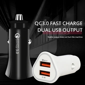Mini QC3.0 USB Carregador de Telefone Celular Para Telefone Celular 3.1 Carregamento Rápido Carregador de Carro USB Duplo de Telefone Adaptador de Carregamento