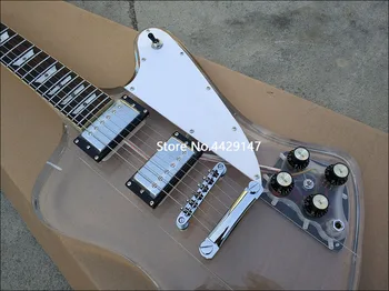 Acrílico cristal guitarra Elétrica, Rosewood Fingerboard & Corpo de Acrílico com LED de luz, Hardware Cromado Atacado Envio Rápido