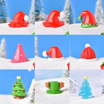 Chapéu de natal do Boneco de neve, Árvore de Natal Estatueta Modelo de Jardim de Fada Decoração DIY Acessórios de Decoração em Miniatura Casa de bonecas Artesanal