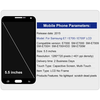 AMOLED Para Samsung Galaxy E7 LCD SM-E700F E7000 E700F E700M SM-E700 Display LCD Touch Screen Digitalizador de Exibição de Peças de Reposição