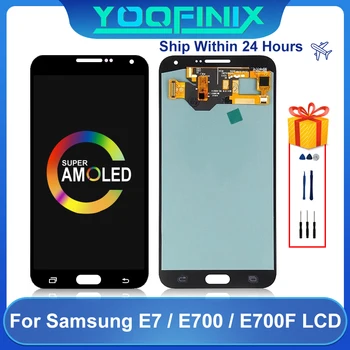 AMOLED Para Samsung Galaxy E7 LCD SM-E700F E7000 E700F E700M SM-E700 Display LCD Touch Screen Digitalizador de Exibição de Peças de Reposição