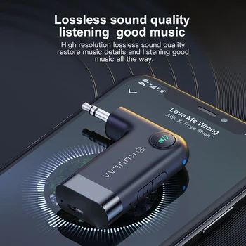 KUULAA Receptor de Bluetooth 5.0 3.5 mm Jack AUX de Áudio sem Fio Adaptador para Carro PC Fones de ouvido Mic 3.5 Bluetooth Receptor 5.0