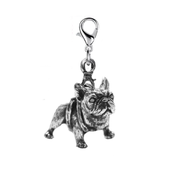 2021Trend Black Metal Antigo Bulldog francês Cão chaveiro chaveiro de Bolsa de Acessórios Pet Jóias de são Valentim Presentes de Aniversário