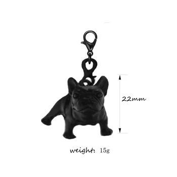 2021Trend Black Metal Antigo Bulldog francês Cão chaveiro chaveiro de Bolsa de Acessórios Pet Jóias de são Valentim Presentes de Aniversário