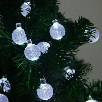 CONDUZIU a bola de Cristal 5m 7m Solar, Lâmpada LED de Alimentação Seqüência de Luzes de Fadas Solar Guirlandas Jardim Decoração de Natal Para o Exterior Impermeável