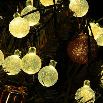 CONDUZIU a bola de Cristal 5m 7m Solar, Lâmpada LED de Alimentação Seqüência de Luzes de Fadas Solar Guirlandas Jardim Decoração de Natal Para o Exterior Impermeável