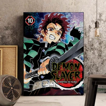 Anime Demon Slayer Pôster Arte De Decoração De Qualidade De Imagem De Lona Kamado Tanjirou Cartaz Decoração De Quarto De Crianças Que Vivem Sofá-Decoração De Parede