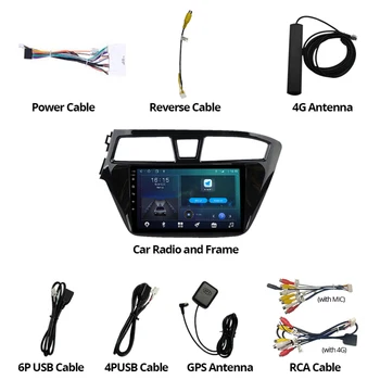 2DIN Android 10.0 Carro Reprodutor Multimídia Para Hyundai I20 2016 2017 2018 GPS de Navegação Estéreo auto-Rádio, Leitor de DVD Autoradio