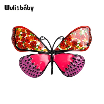Wuli&baby a Beleza da Borboleta Broches 4-Flor cor de Esmalte Borboleta, Inseto Festa Casual Pinos Broche Presentes