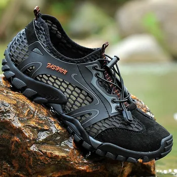 Plus Size 39-50 Caminhadas Sapatos de Trekking Homens antiderrapante breathble de Desporto ao ar livre Tênis Masculino Escalada Tático Sapatos Água Aqua Sapato