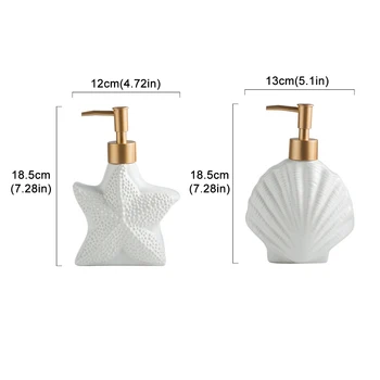 Estrela-do-mar Concha de Cerâmica Dispensador de Sabão anti-Séptico de Mão Recipiente de Gel de Banho, Shampoo Sub-engarrafamento de Garrafa de Acessórios de casa de Banho