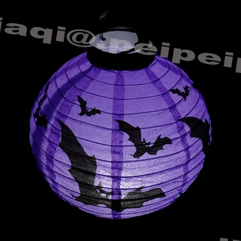 1pcs de Halloween Diodo emissor de Luz da Lanterna de Papel Aranha Espírito de Abóbora Morcego Pendurado Pingente de Enfeite Festa de Halloween Decoração ao ar livre