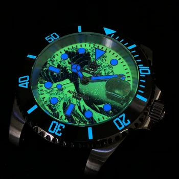 STEELDIVE Novo 300M Relógio de Mergulho Completo Luminoso de Kanagawa de Surf de Discagem NH35 Mecânico Automático Homens Relógio de Safira Relógio de mergulho