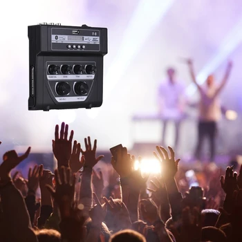 Bluetooth o DJ Mixer Casa Mixer Exterior Amplificador de Microfone Pequena mesa com 2 Microfone