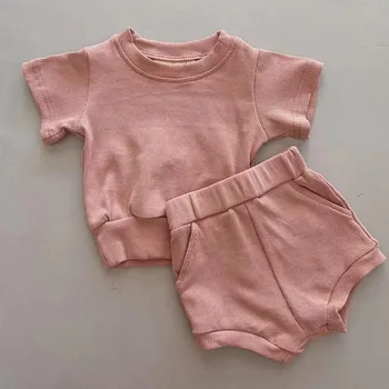 2021 Tiny&t de Verão Bebê Thread de Algodão, Terno Retro Cor Bonito Terno jardim-de-Infância Baby T-shirt, Shorts de Terno