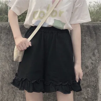 Lolita Shorts De Verão, Meninas Lindas De Estilo Japonês, Babados Doce Shorts Estudantes Bonito E Simples De Cintura Elástica De Mulher Curtas Calças