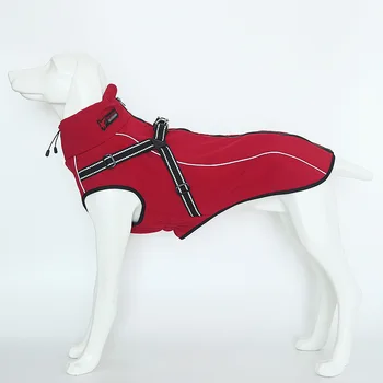 Cão de estimação Jaqueta de Poliéster Lã Forrado Cão Casaco com Faixa Reflexiva Oudoor Esporte de Cão-Roupas para Médias e Grandes Cães