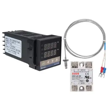 REX-C100 Digital Inteligente Controlador de Temperatura Kit Alarme 110-240V 0-1300 Grau Digital PID Com K Tipo de Sonda