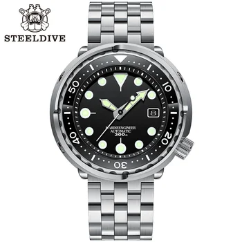 STEELDIVE1975 Primeiro Atum Relógio de Mergulho Re-gravado Relógio Automático Do Homem do Relógio Mecânico NH35 300M Mergulhador Relógios de Cristal de Safira