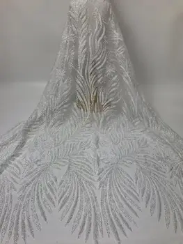 Speical africana, Tule tecido do laço SYJ-118886 com colei glitter francês net tecido do laço de 5 jardas para o vestido de festa
