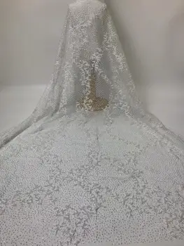 Speical africana, Tule tecido do laço SYJ-118886 com colei glitter francês net tecido do laço de 5 jardas para o vestido de festa