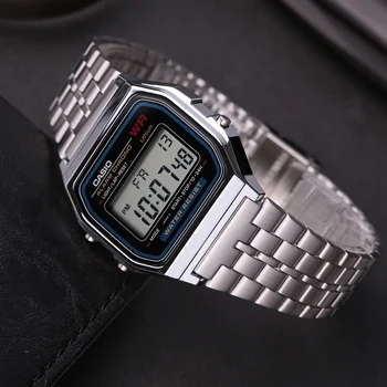 Casio relógio simples retro de prata, cinta de aço homens eletrônico do relógio relógio digital A159WA-N1