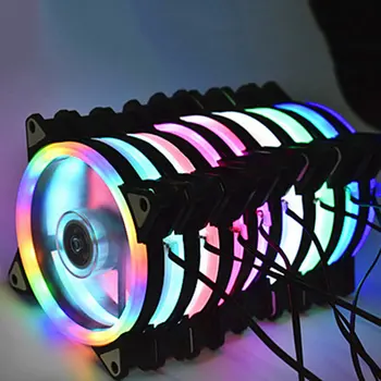 12cm Dupla Aurora Dupla de Abertura Fã RGB Caso Fã Pc Caso Fã de Brilho Coolercase Verstelbare Computador Koelventilator