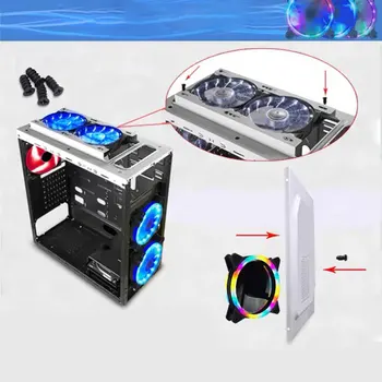 12cm Dupla Aurora Dupla de Abertura Fã RGB Caso Fã Pc Caso Fã de Brilho Coolercase Verstelbare Computador Koelventilator