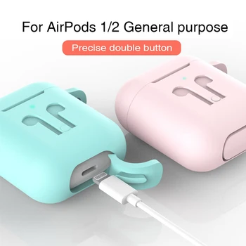 Caixas do Silicone para Airpods 1 2º sem Fio Bluetooth Fone de ouvido Caso Capa Protetora Com Gancho AirPods 2 &1 Compatível