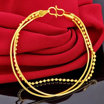Ouro 24K cor Cadeias de Multicamadas charme Bracelete feito a mão da Jóia Boho Pulseiras para mulheres Tornozeleiras Acessórios do casamento Presentes