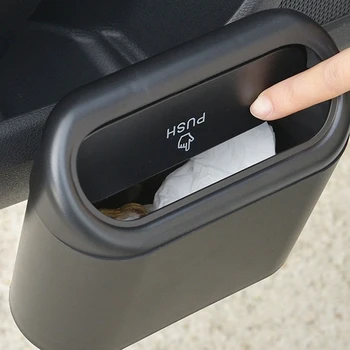 Carro Lixo Pode Suspensão Automática reciclagem, Armazenamento de Caixa de ABS Preto Praça Pressionando Tipo de Lixo Pode Auto Acessórios de decoração