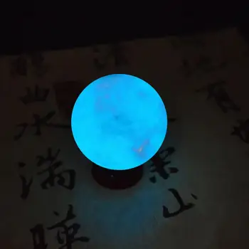 1PC de Alta Qualidade 35MM Azul Luminoso Cristal de Quartzo Bola Esfera que brilha No Escuro de Pedra Drop Shipping Decoração de Pedra L*5