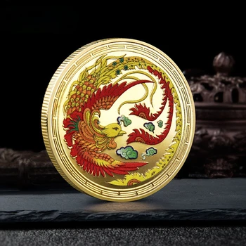 De Estilo Tradicional Chinês Phoenix Nirvana Nova Vida, O Renascimento, A Medalha De Prata Moeda De Ouro Em Relevo Ofício Do Metal Crachá De Presente A Um Amigo