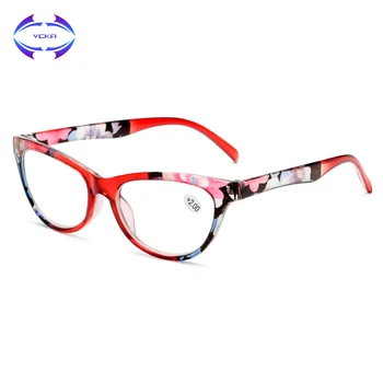 VCKA Olho de Gato Mulheres de Óculos de Leitura Unissex, Mulher, Moda masculina com Presbiopia cor de Impressão Super leve Óculos Diopt +1,00 a+4.00