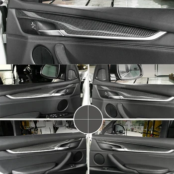 Real de Fibra de Carbono Console Central do Painel Interior da Porta Tira de Guarnição de Maçaneta de Painel de Decorar a Tampa Para o BMW X5 X6 F15 F16 14-19