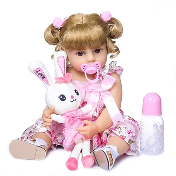 2021 NOVO NPK Silicone Macio Menina Boneca 55cm Total do Corpo-de-Rosa Princesa Recém-nascido Boneca de Silicone Macio de Corpo Inteiro Realista Brinquedos do Bebê