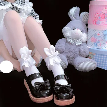 Japonês Lolita Girl Orelhas de Coelho Plissado Meias 2021 Verão as Mulheres Bowknot Algodão Pilha de Meias Sexy, Designer de Luxo G irl Meias